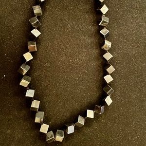 Black glass square necklace